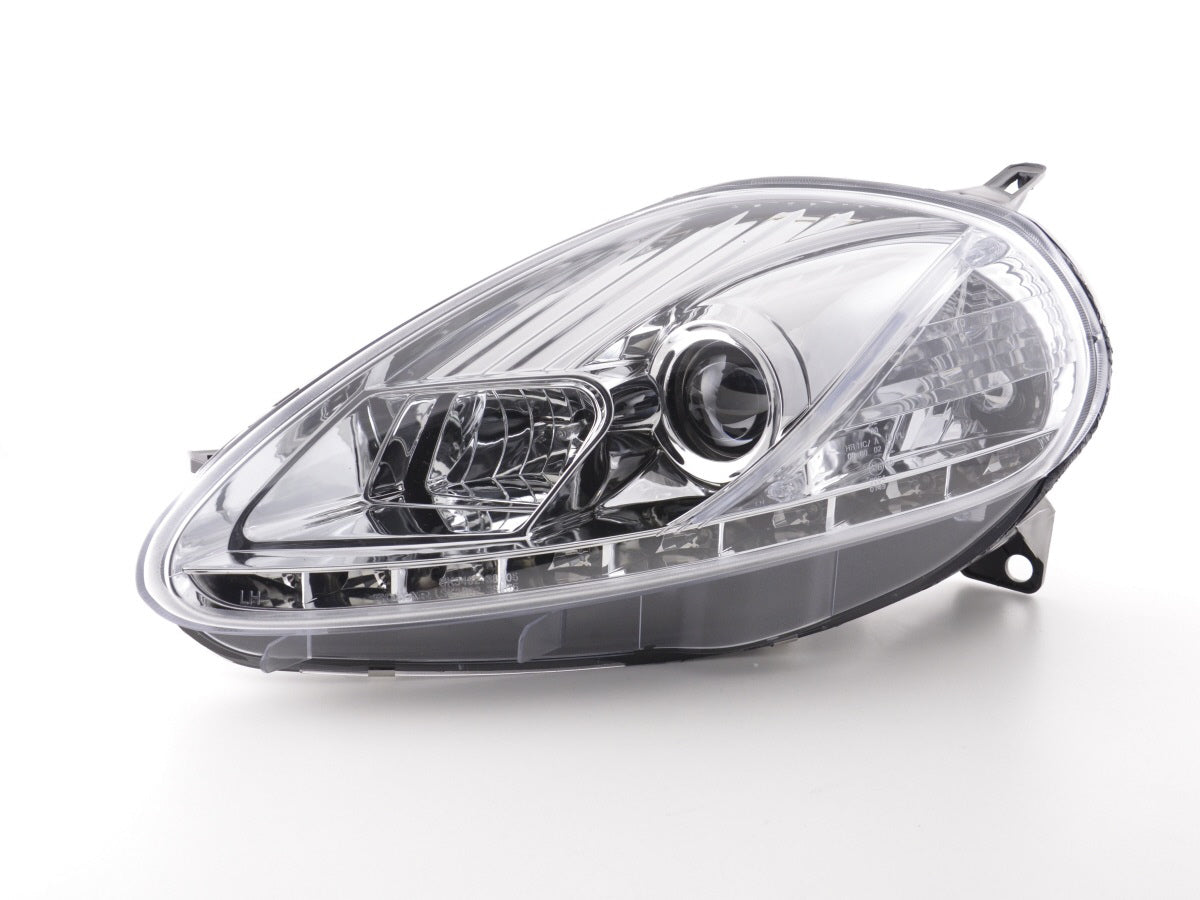 Scheinwerfer Set Daylight LED TFL-Optik Fiat Grande Punto Typ 199 05-08 chrom Scheinwerfer Set Daylight LED TFL-Optik Fiat Grande Punto Typ 199 05-08 chrom